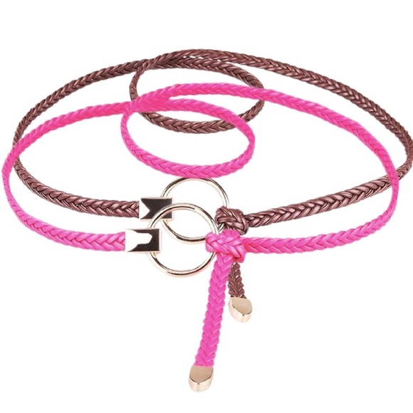 PU Leather Circle Tie Belt Set of 2 - Picture 1 of 3